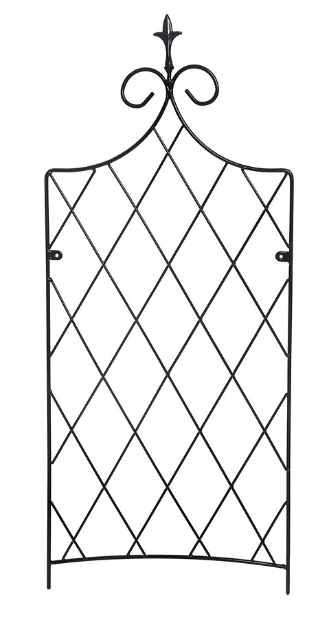 Diamond Lattice Metal Trellis Flower Panel Black