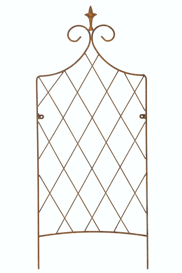 Diamond Lattice Metal Trellis Flower Panel Rust